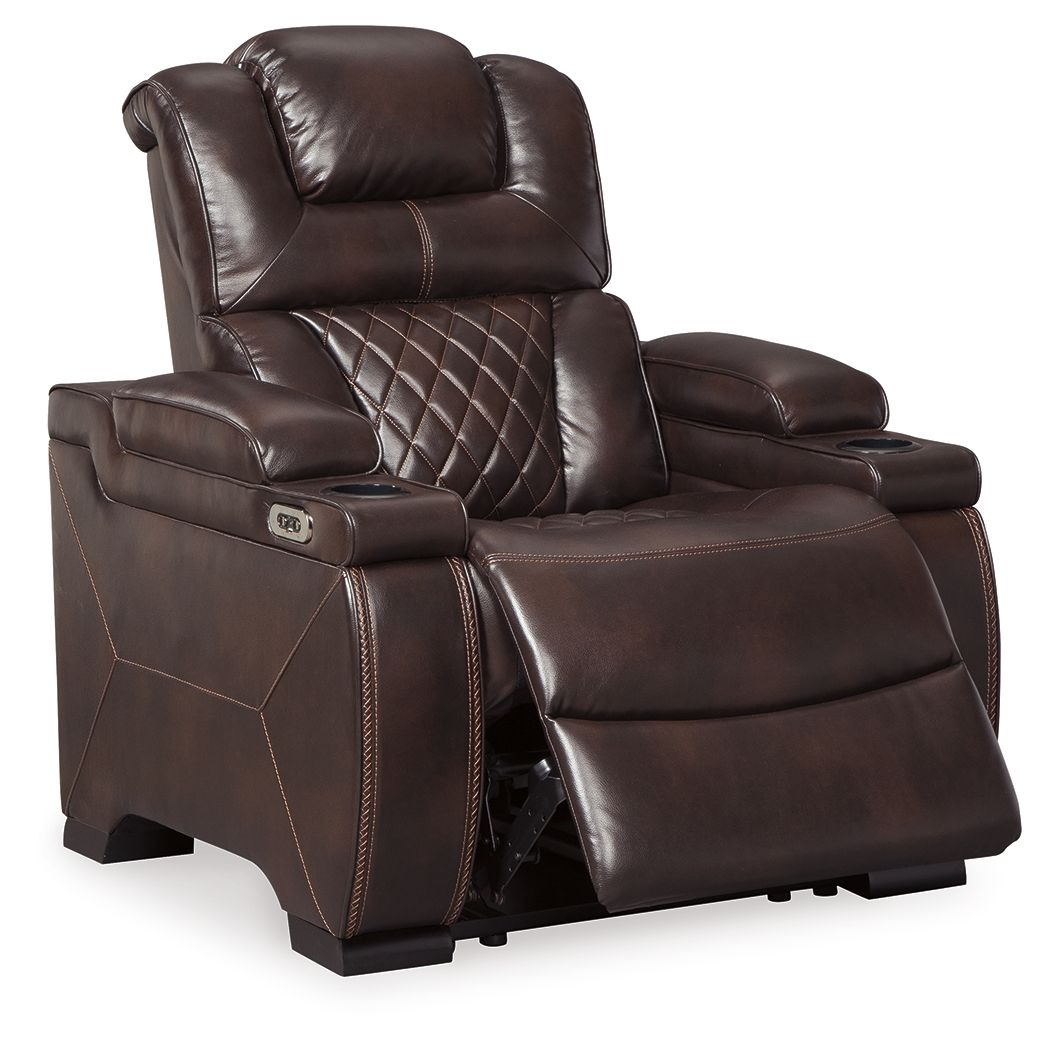 Signature Design by Ashley® Warnerton - Brown Dark - Pwr Recliner/Adj Headrest | Meri Furniture