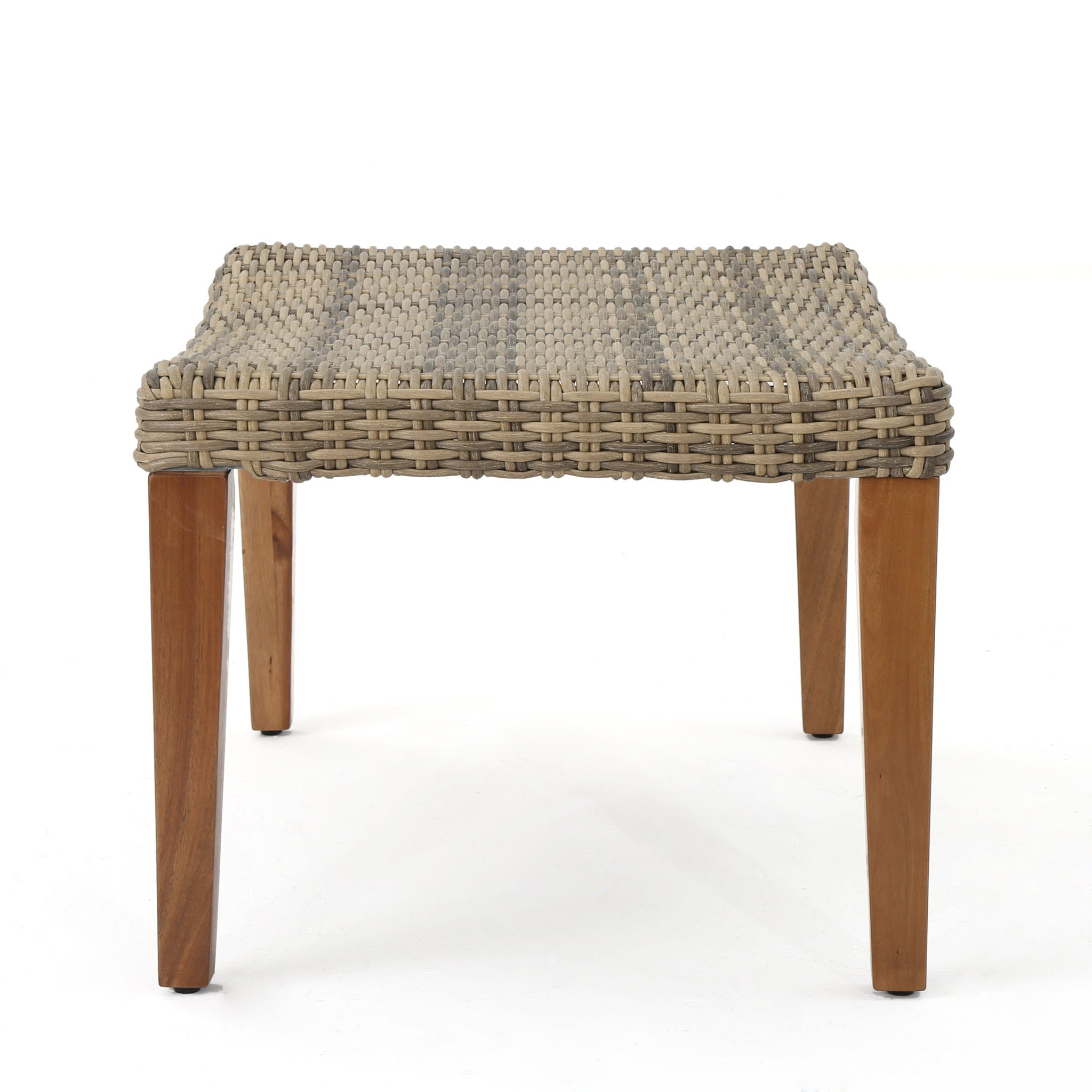Outdoor Rattan Wicker Ottomans - Gray