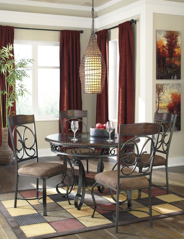 Signature Design by Ashley® Glambrey - Brown - 5 Pc. - Dining Room Table, 4 Upholstered Side Chairs | Meri Furniture