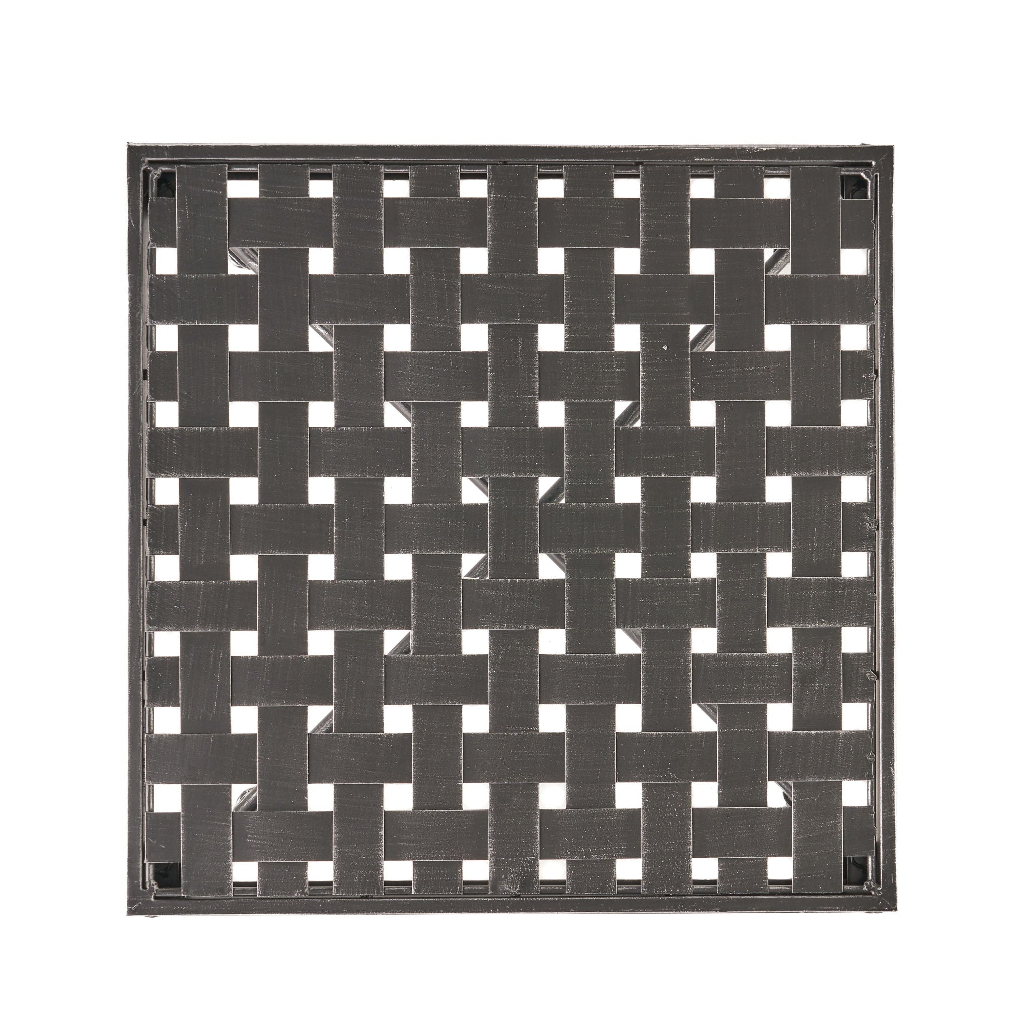 Outdoor Square Side Table With X Shaped Iron Frame - Black