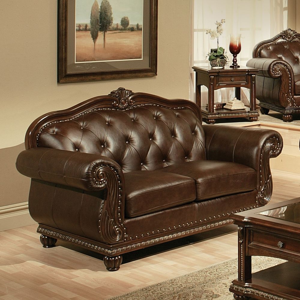 ACME Anondale - Loveseat - Espresso Top Grain Leather Match | Meri Furniture