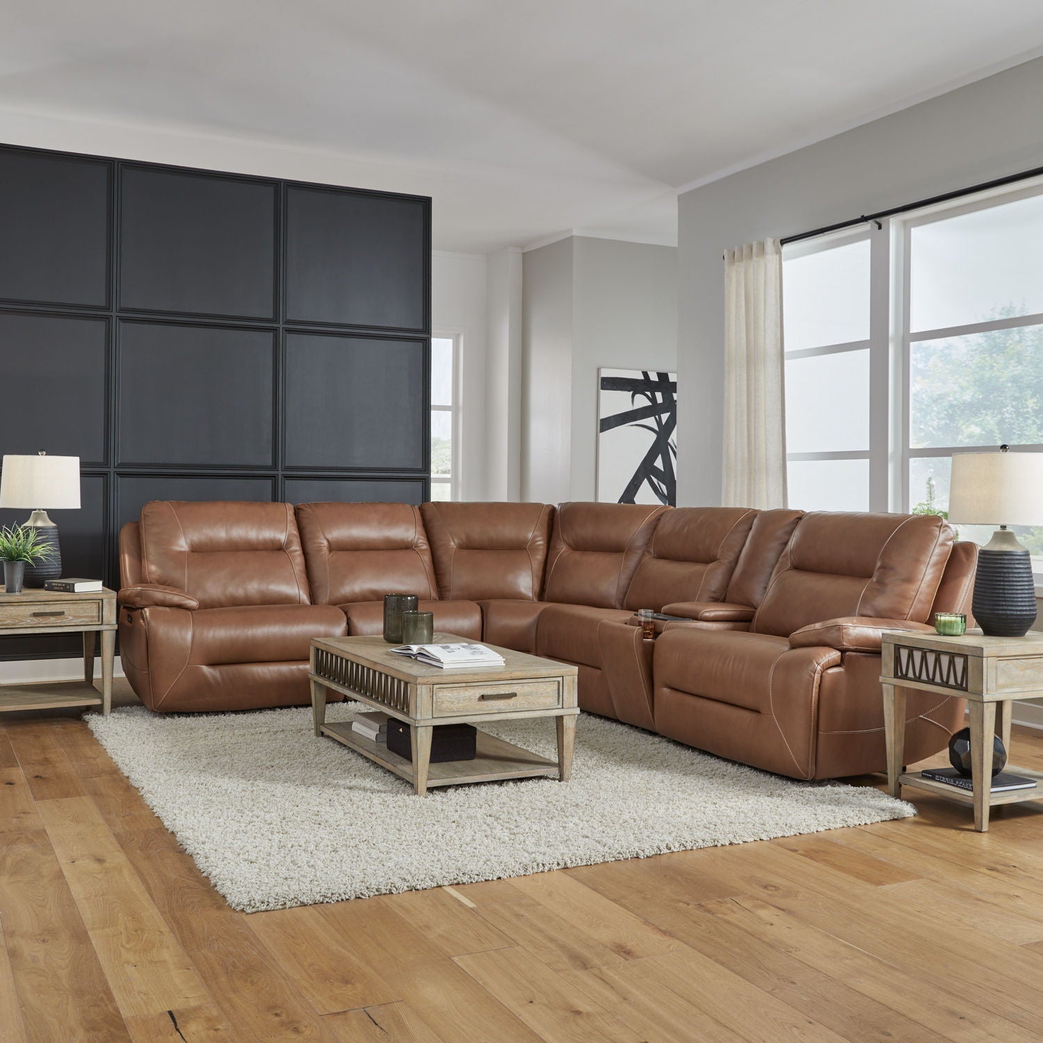 Liberty Furniture Cameron - 6 Piece Sectional - Dakota Saddle Leather | Meri Furniture