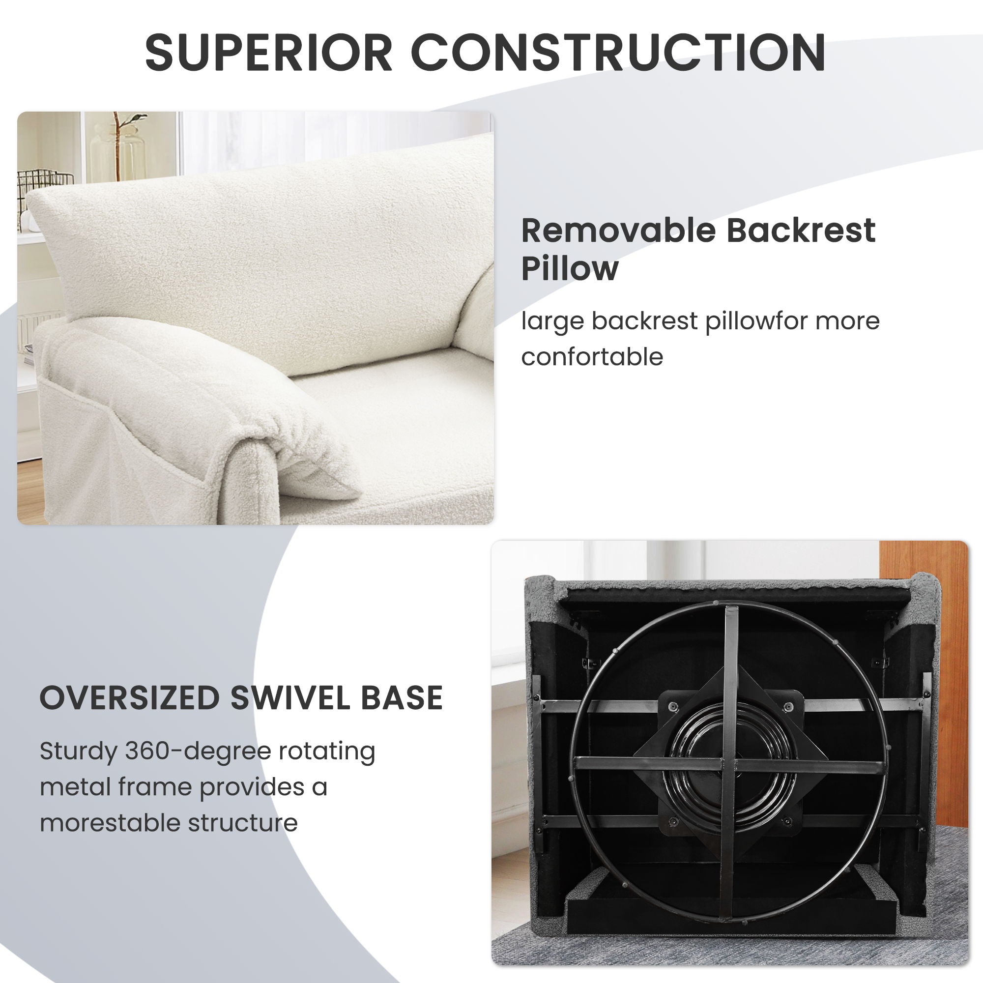 Oversized Swivel Armchair Modern Chair & Single Sofa Lounge, Comfortable Seating For Living Room