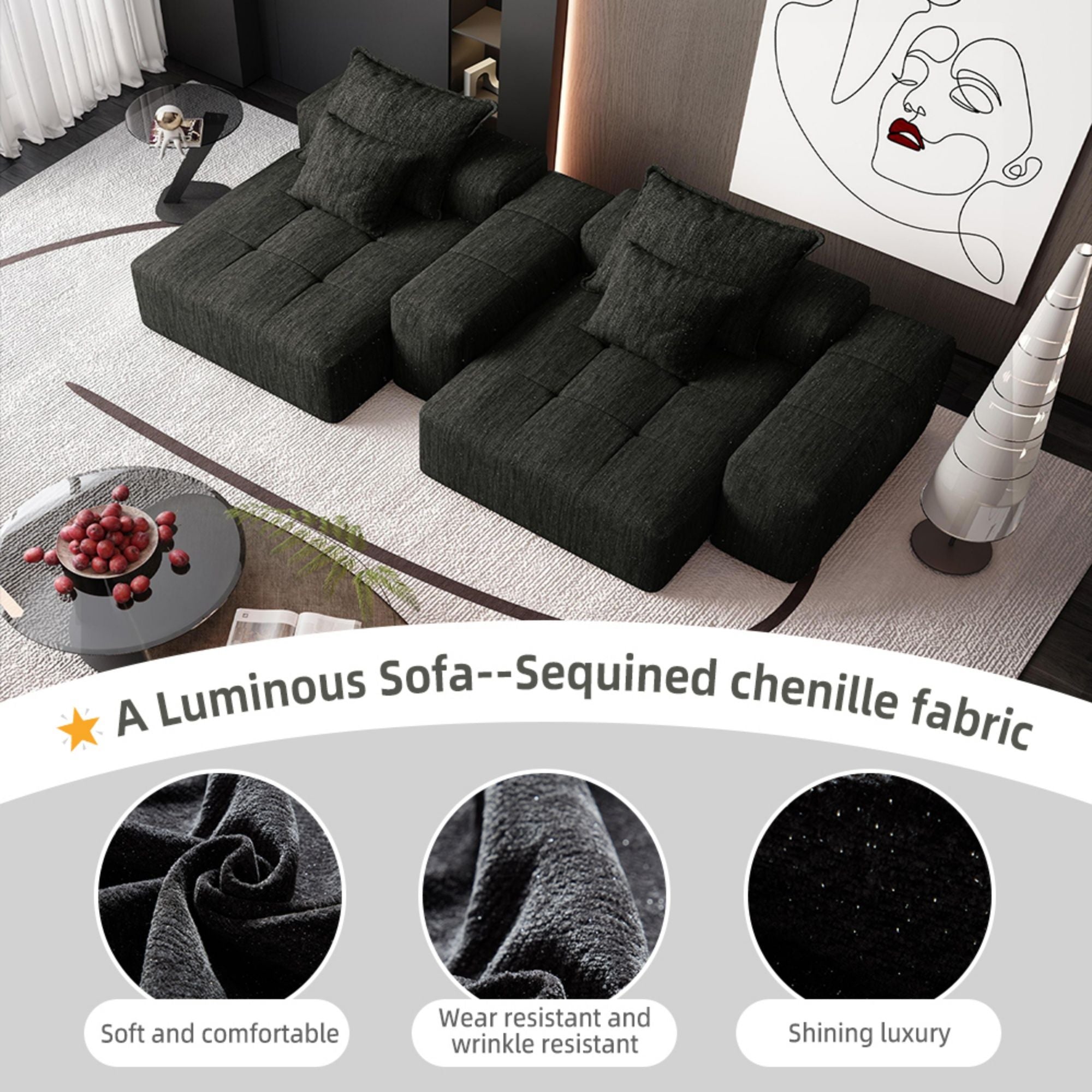 Modern Oversized Diy Combination, Modular Sectional Sofa With Pillows