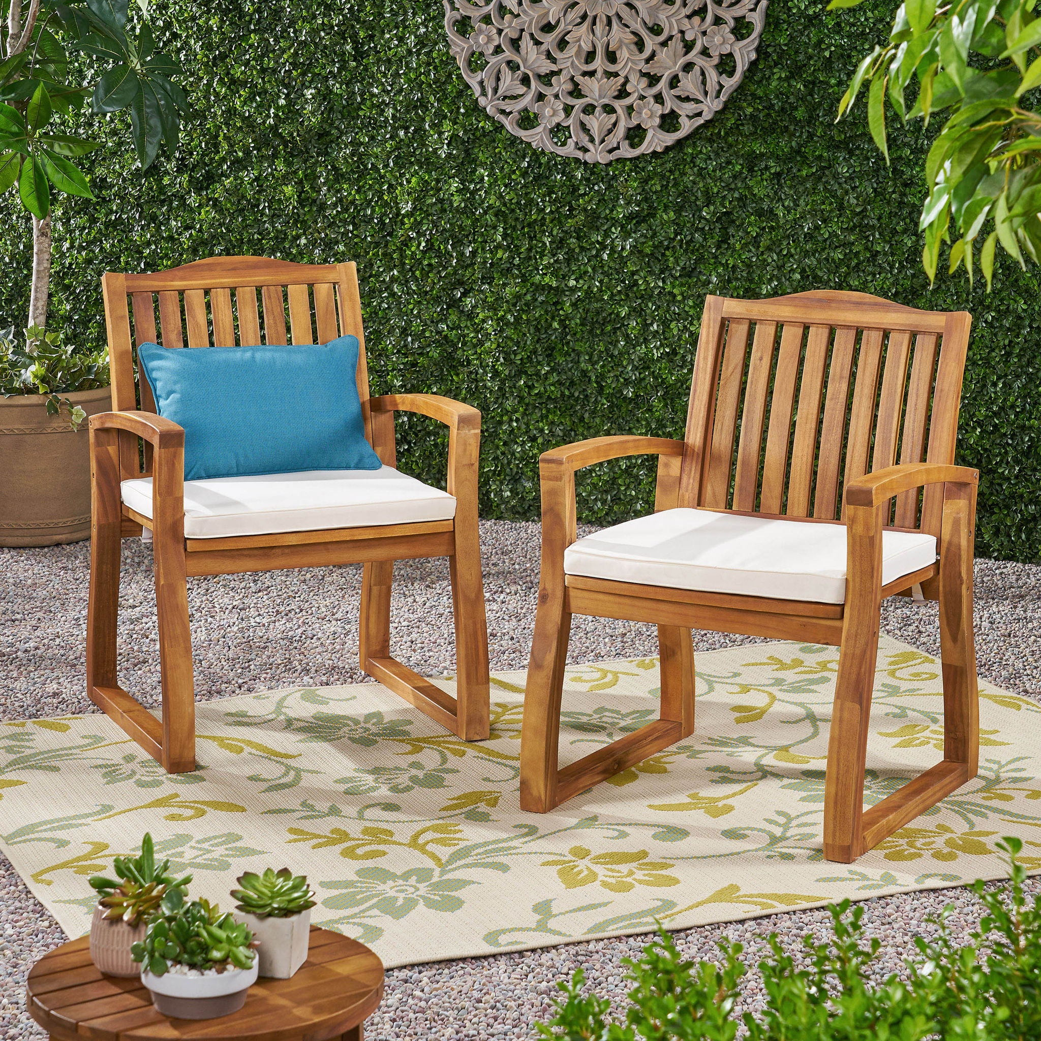 Della - Wood Armchair (Set of 2) Outdoor Dining Chairs - Cream