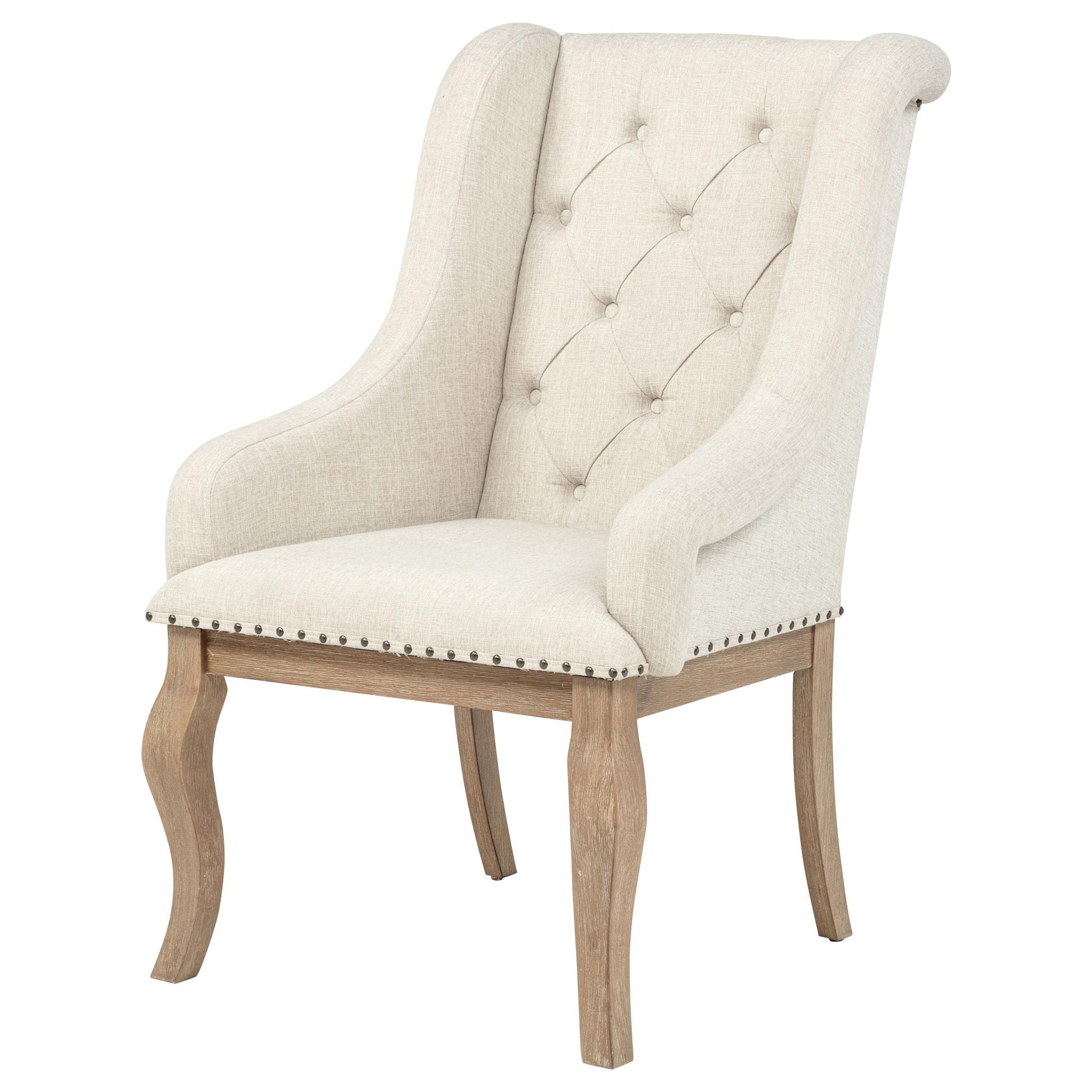 Brockway Upholstered Arm Chair Barley Brown (Set of 2)