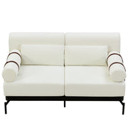 Modern Loveseat Sofa 2 Seater With USB Ports, Cylindrical Armrests