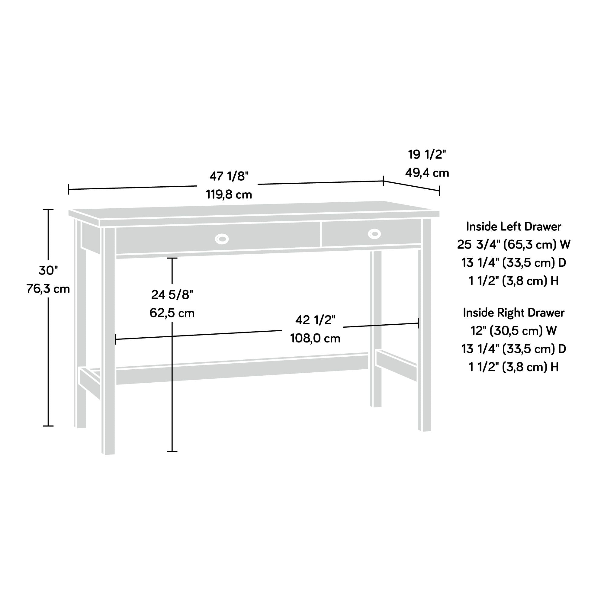 Rustic Writing Desk with Drawers in Soft White