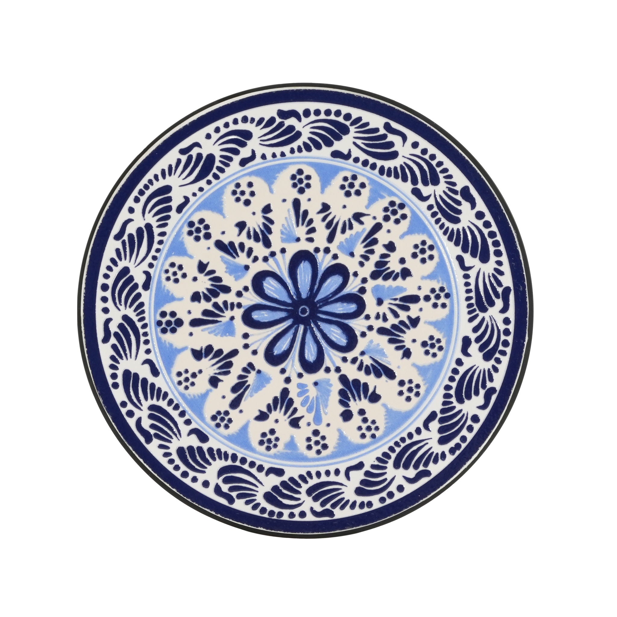 French Country Patio Side Table With Vibrant Tile Top