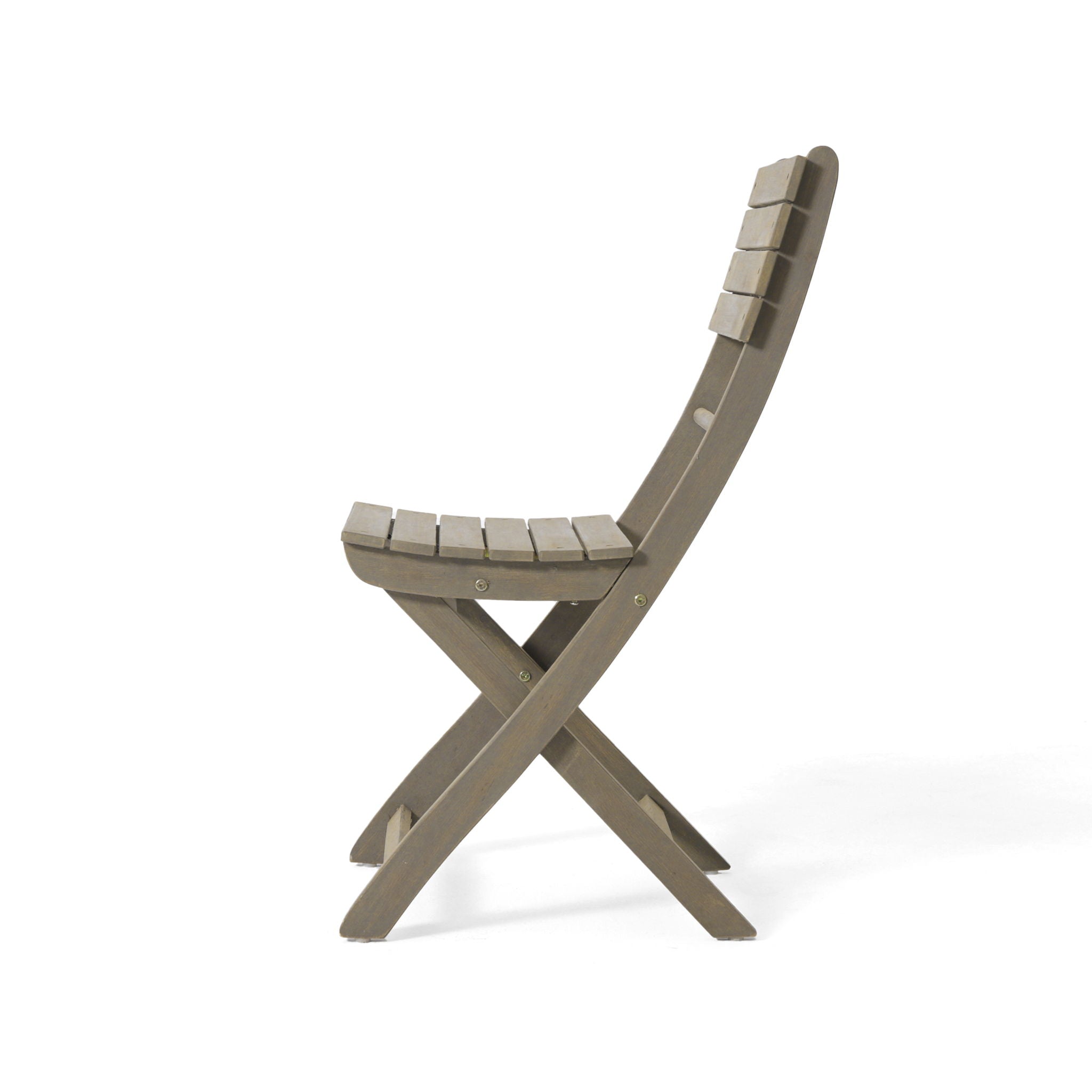 Outdoor Foldable Wood Dining Chair With Slat Design (Set of 2)