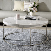 ACME Zaidee - Coffee Table With Marble - Nickel | Meri Furniture