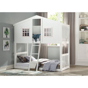 ACME Rohan - Cottage Twin Over Twin Bunk Bed - White & Pink | Meri Furniture