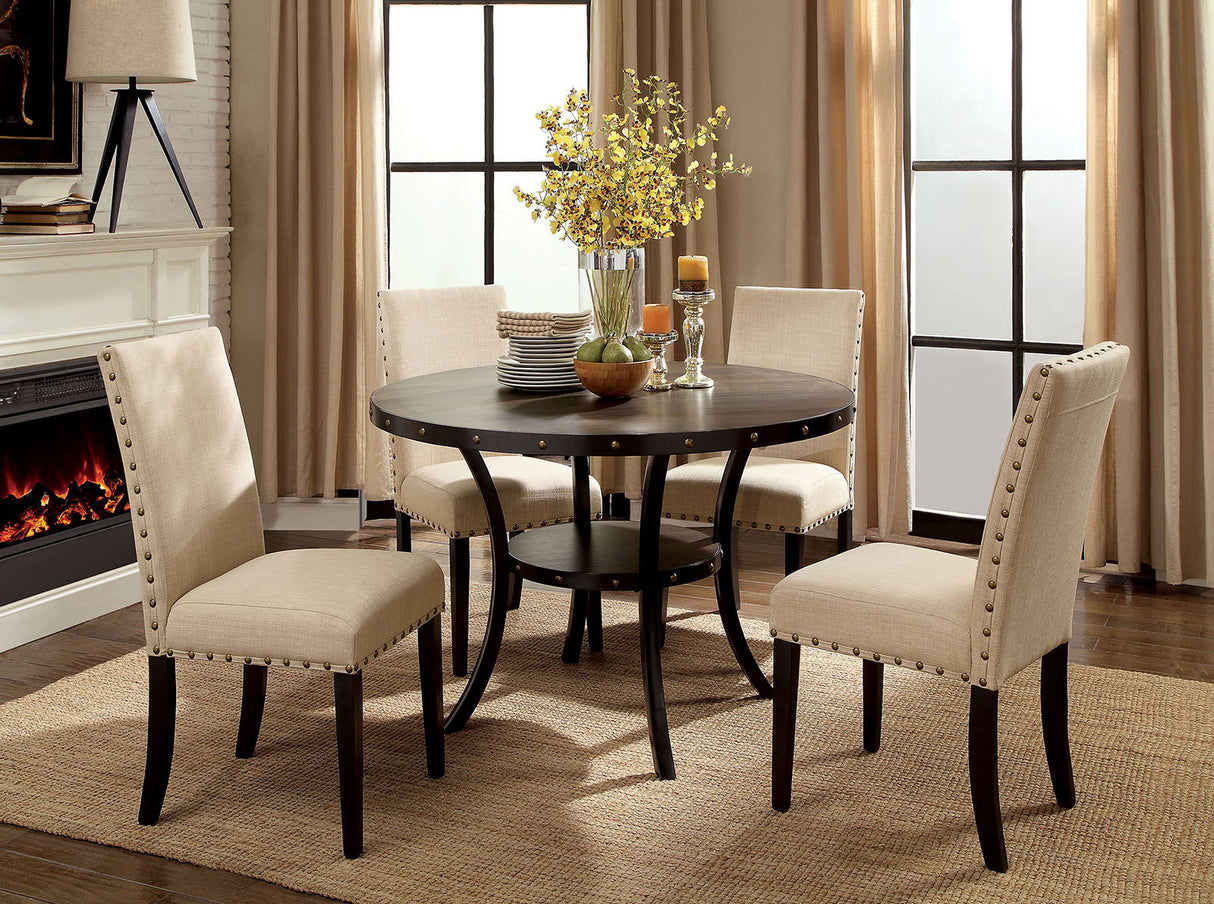 Furniture of America Kaitlin - Round Dining Table - Light Walnut / Beige | Meri Furniture