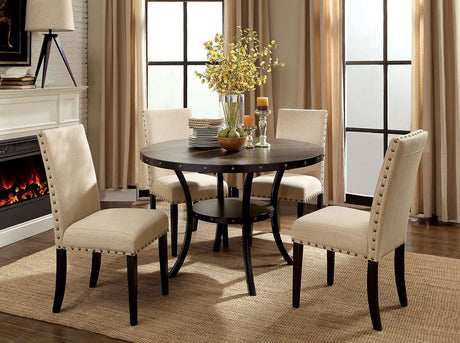 Furniture of America Kaitlin - Round Dining Table - Light Walnut / Beige | Meri Furniture