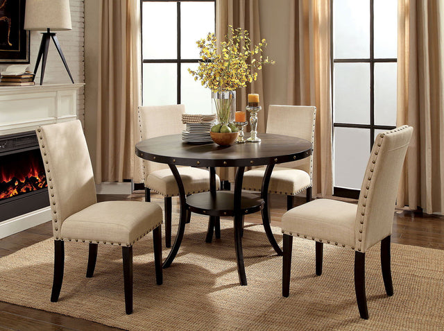 Furniture of America Kaitlin - Round Dining Table - Light Walnut / Beige | Meri Furniture
