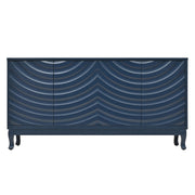 Elegant Sideboard With Sophisticated Wavy Pattern Doors And Arched Groove Design, Adjustable 4 Door Layout