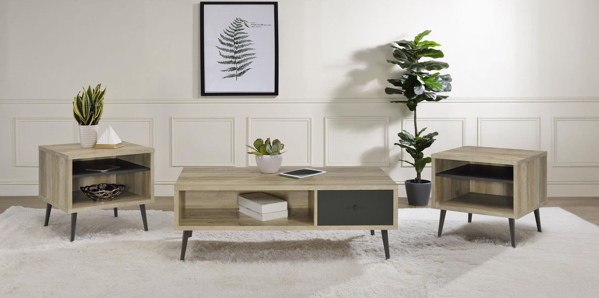 Welsh 3-piece Coffee and End Table Set Distressed Pine
