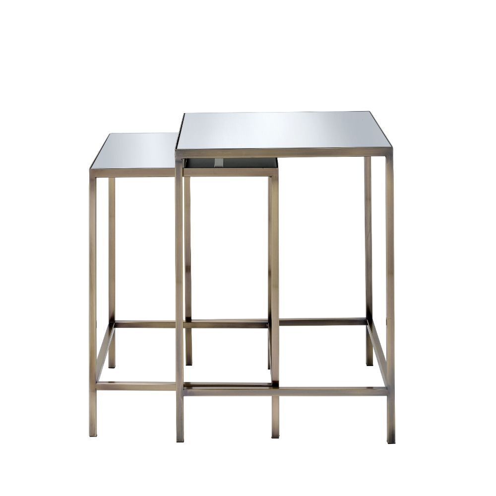 ACME Yumia - Coffee Table - Antique Brass & Mirror | Meri Furniture