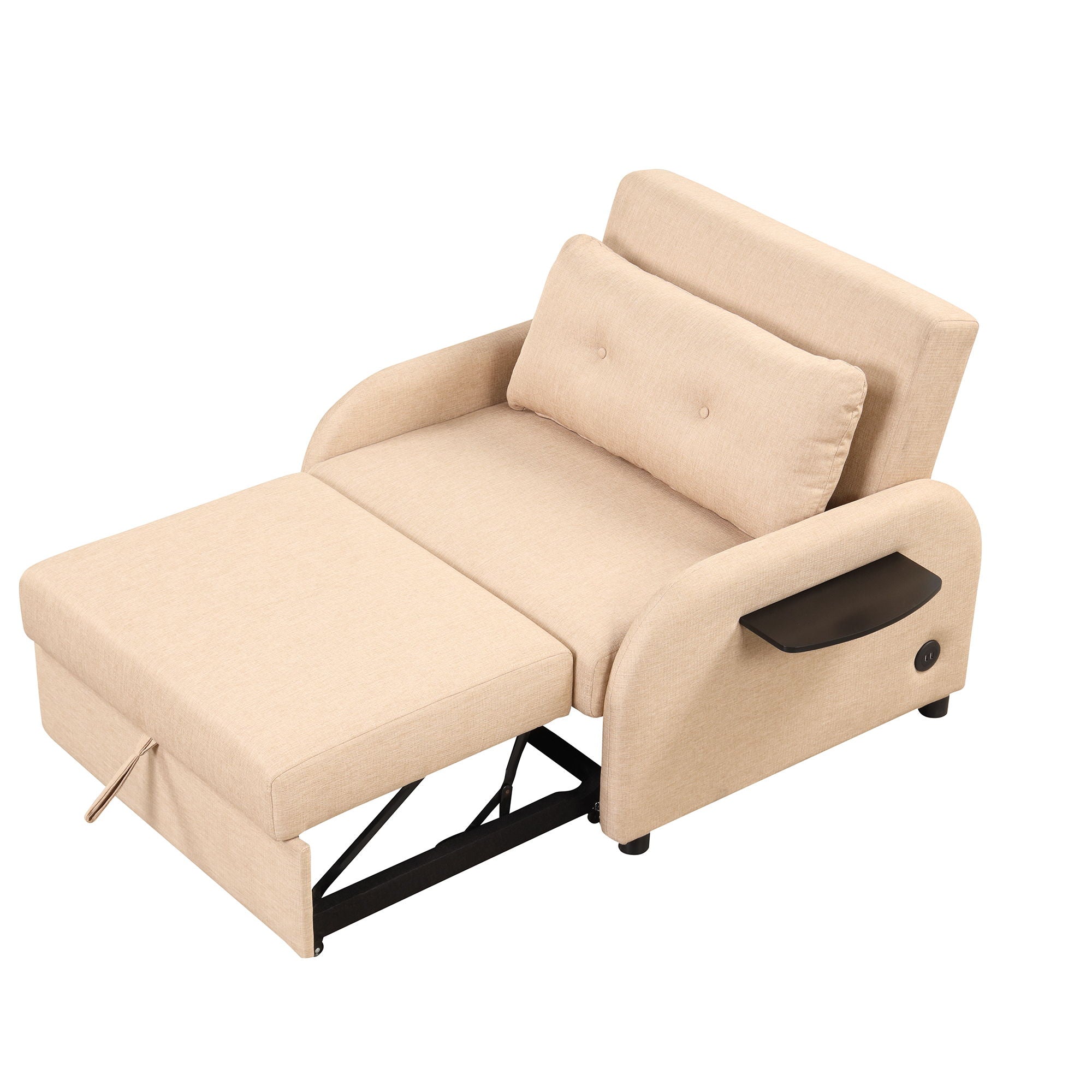 Versatile Pull Out Sofa Sleeper 3 In 1 With Wing Table & USB Charge, Compact Design