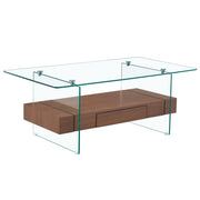Modern 2 Tier Square Coffee Table, Elegant Marble Pattern