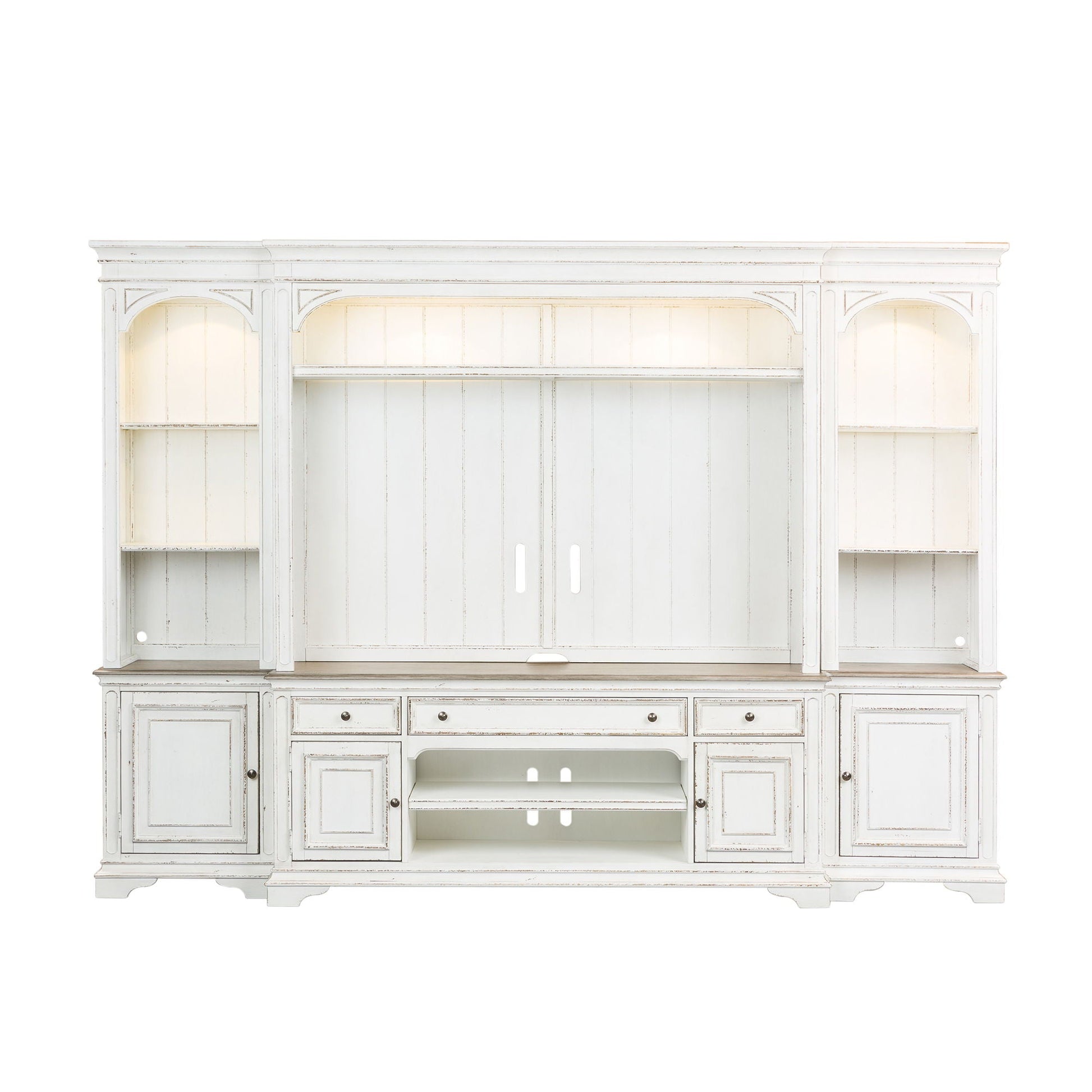 Liberty Furniture Magnolia Manor - Entertainment Center With Piers - White | Meri Furniture