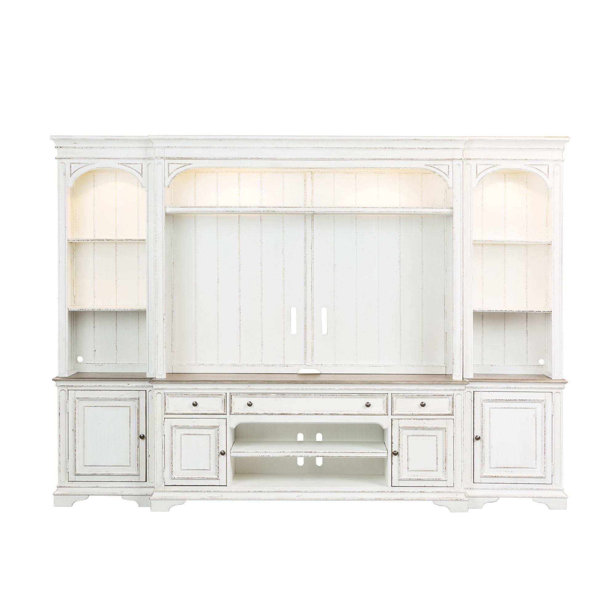 Liberty Furniture Magnolia Manor - Entertainment Center With Piers - White | Meri Furniture