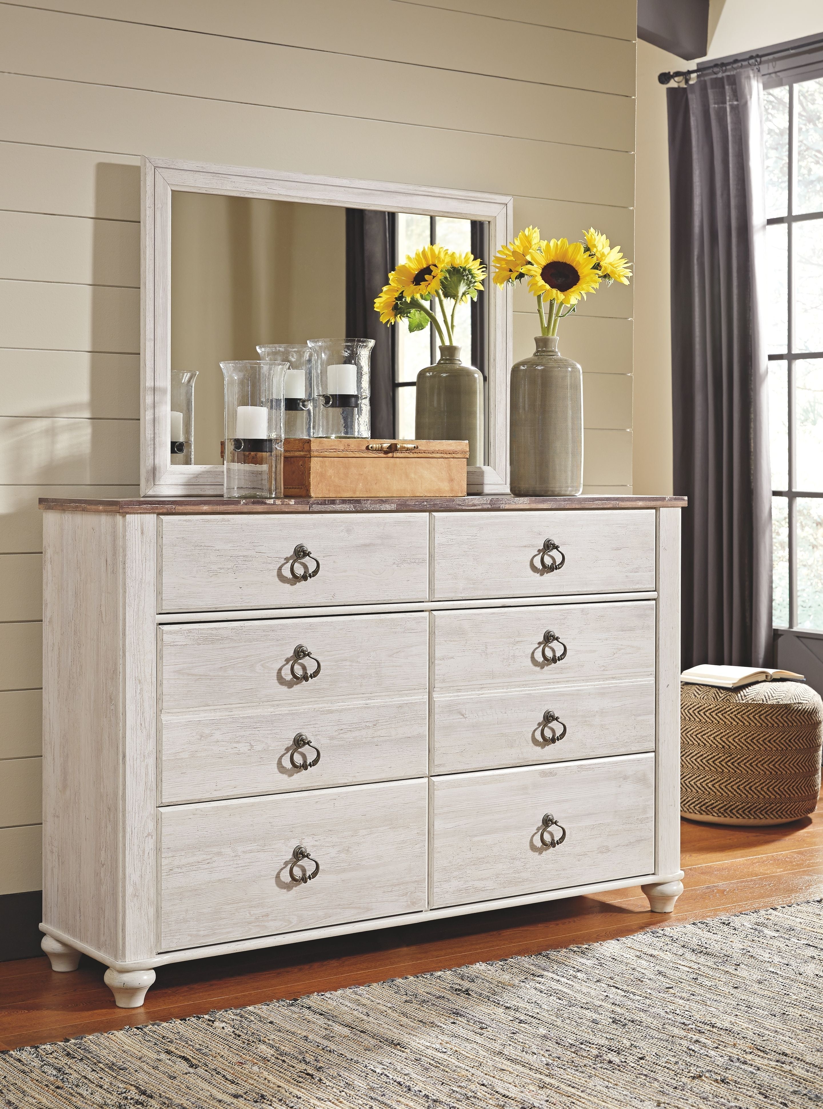 Ashley Furniture Willowton - Dresser, Mirror | Meri Furniture