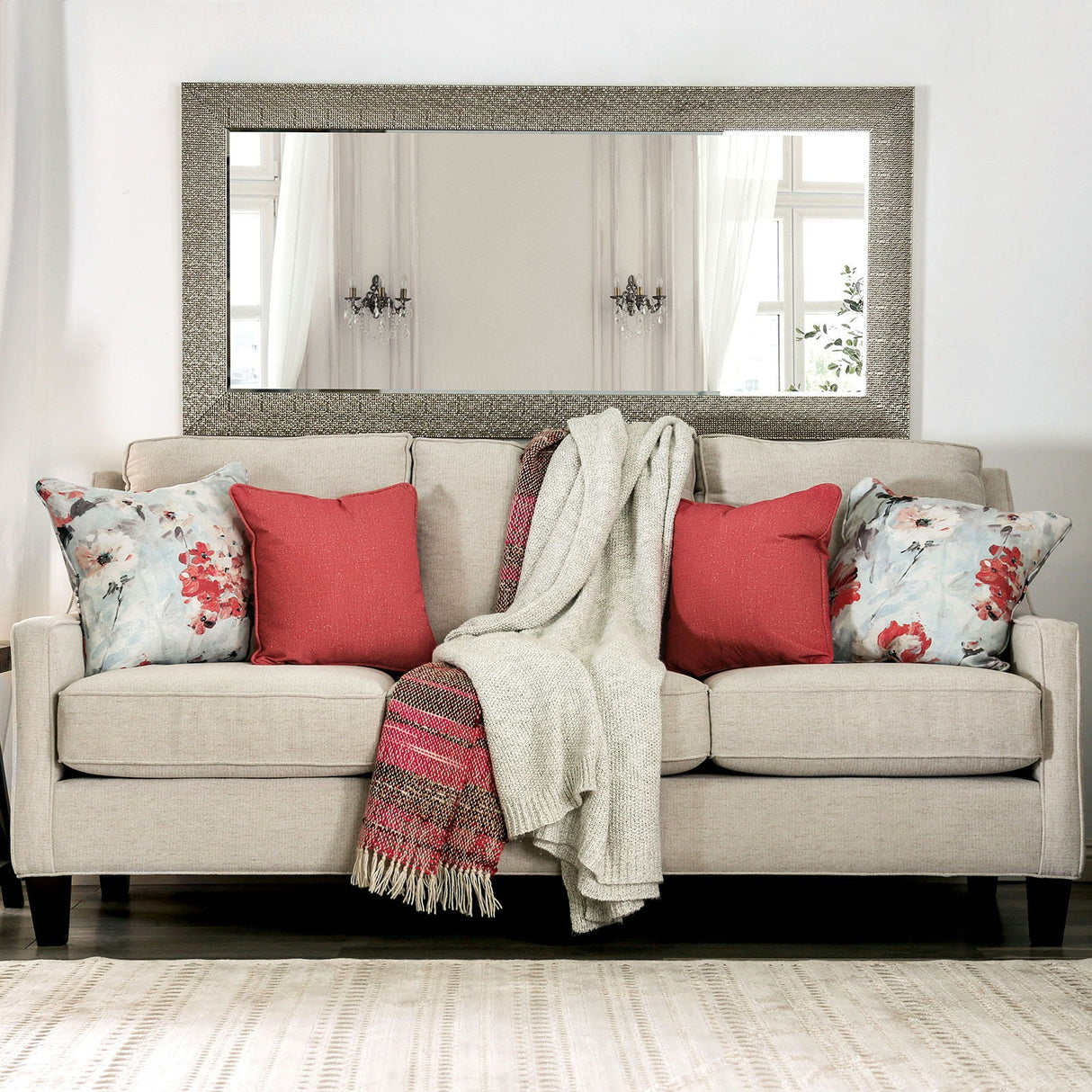 Furniture of America Nadene - Sofa - Ivory | Meri Furniture