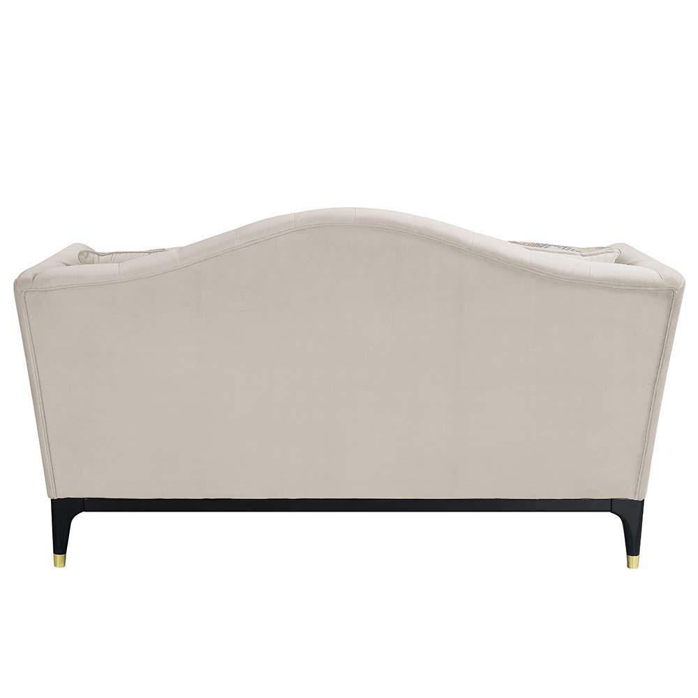 Tayden - Loveseat With 4 Pillows - Beige Velvet