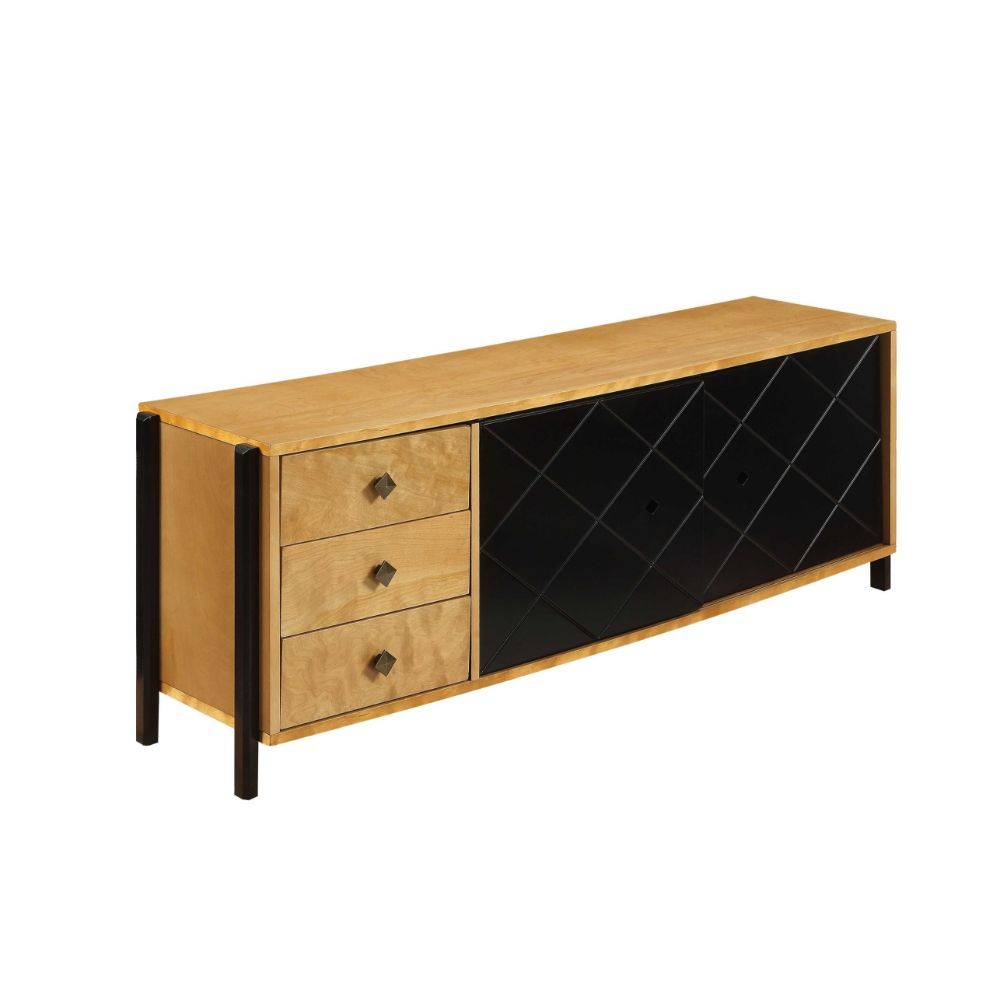 ACME Honna - TV Stand - Natural & Black | Meri Furniture