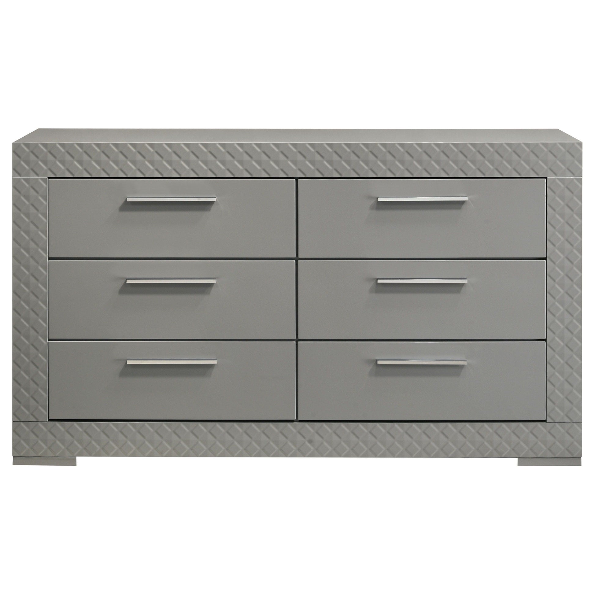 Coaster Fine Furniture Ives - 6-Drawer Dresser Cabinet - Gray High Gloss | Meri Furniture