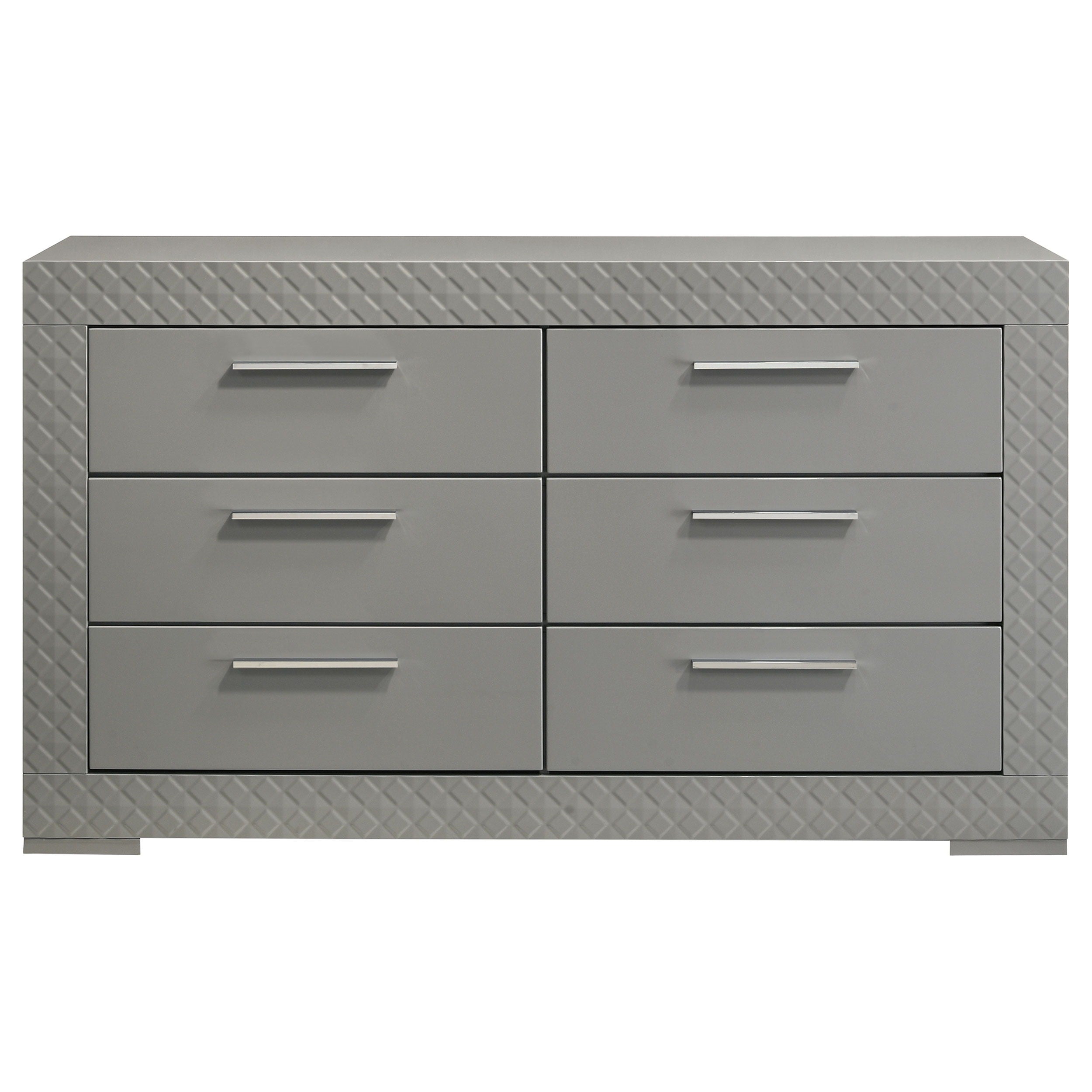 Coaster Fine Furniture Ives - 6-Drawer Dresser Cabinet - Gray High Gloss | Meri Furniture