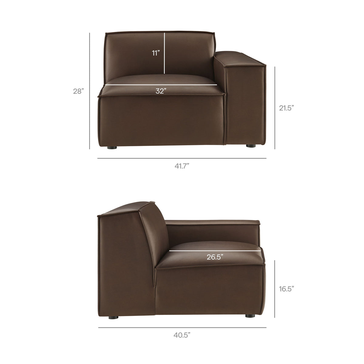 Restore 3-Piece Vegan Leather Modular Loveseat with Ottoman by Modway