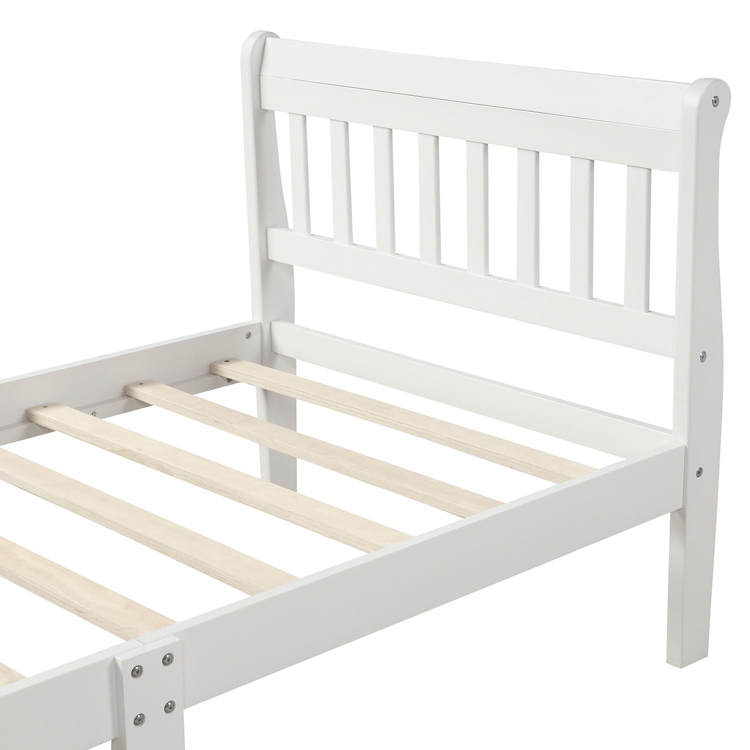 Platform Bed, Mattress Foundation Sleigh Bed With Headboard, Footboard, Slat Support