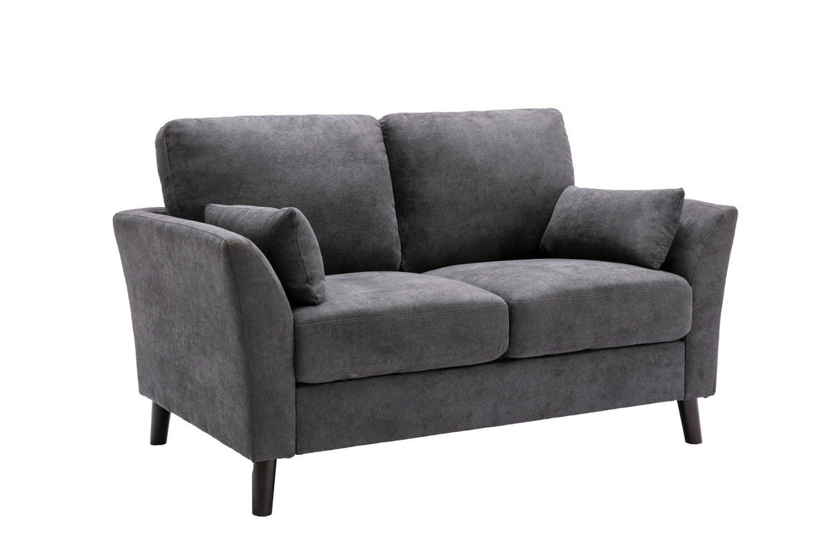 Damian Gray Woven Fabric Sofa Loveseat Living Room Set