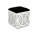 ACME Noralie - Ottoman - Mirrored & Faux Diamonds - 24" | Meri Furniture