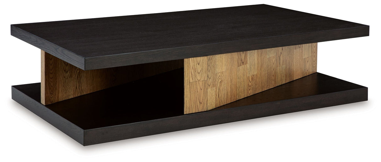 Signature Design by Ashley® Kocomore - Brown / Natural - Rectangular Cocktail Table | Meri Furniture