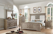 ACME Artesia - Queen Bed - Tan Fabric & Salvaged Natural | Meri Furniture