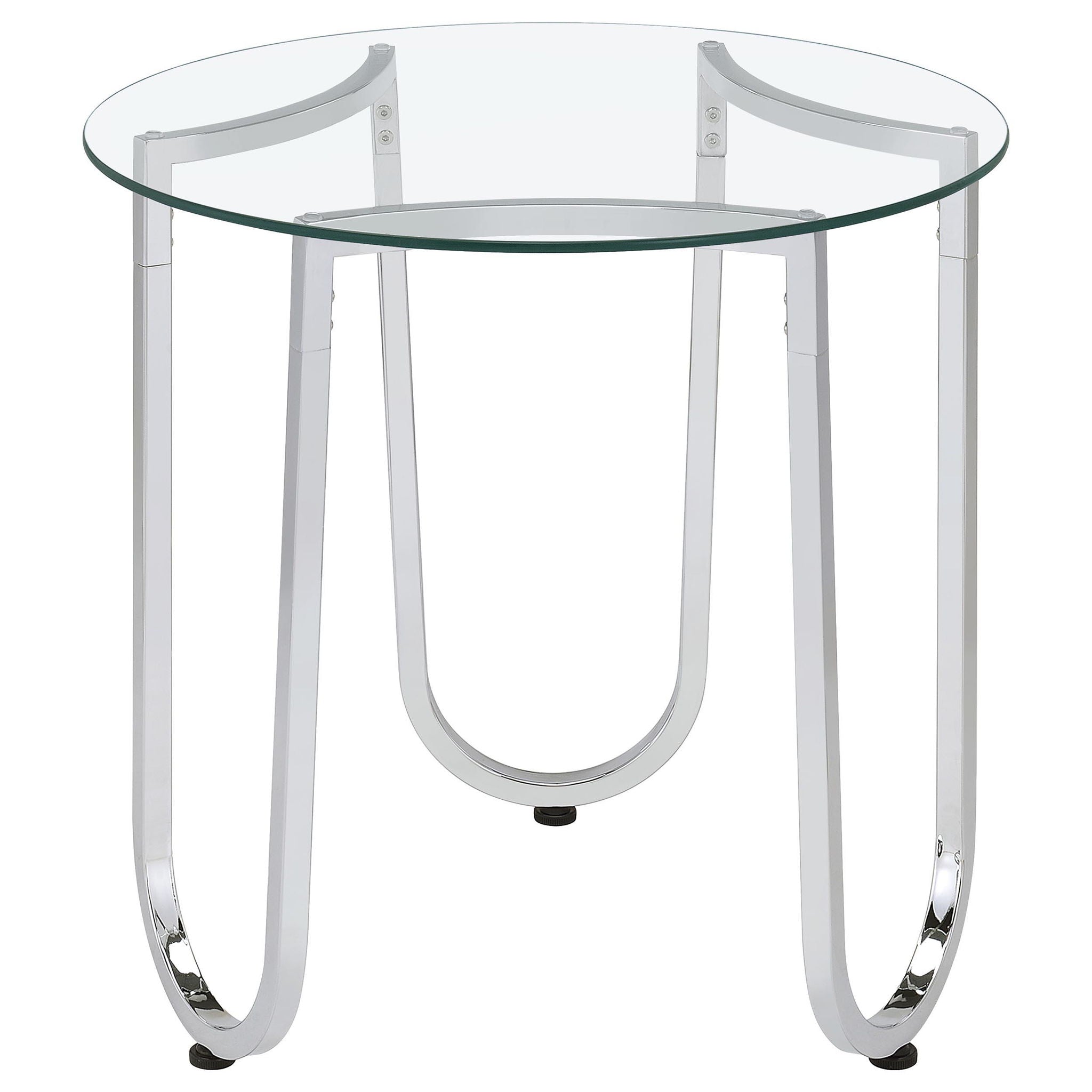 Beller 2-piece Round Tempered Glass Top Coffee Table Set Chrome