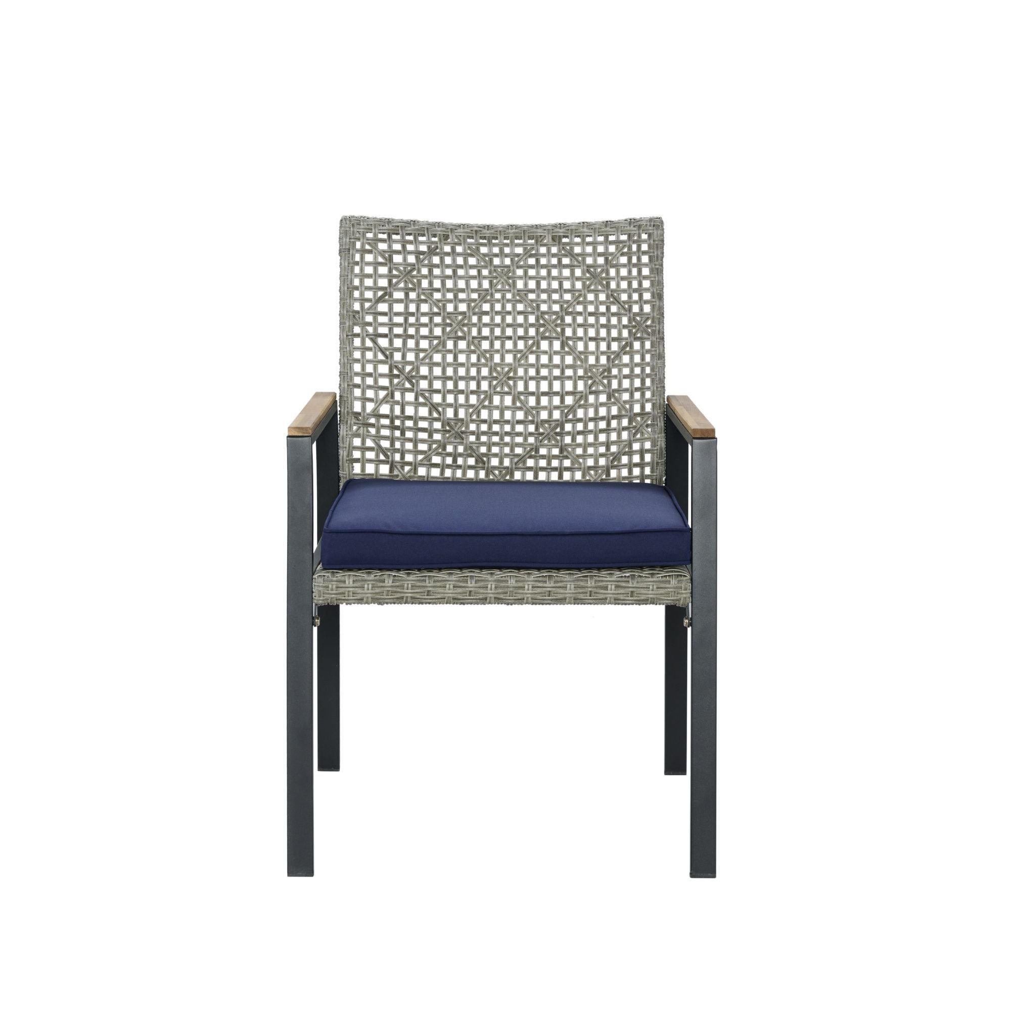 5 Piece Patio Dining Table Set, Acacia Wood Table Top With Umbrella Hole