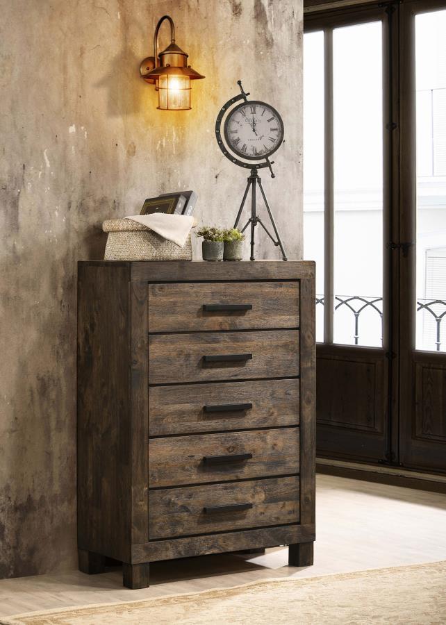 Coaster Fine Furniture Woodmont - 5-Drawer Bedroom Chest - Rustic Golden Brown | Meri Furniture