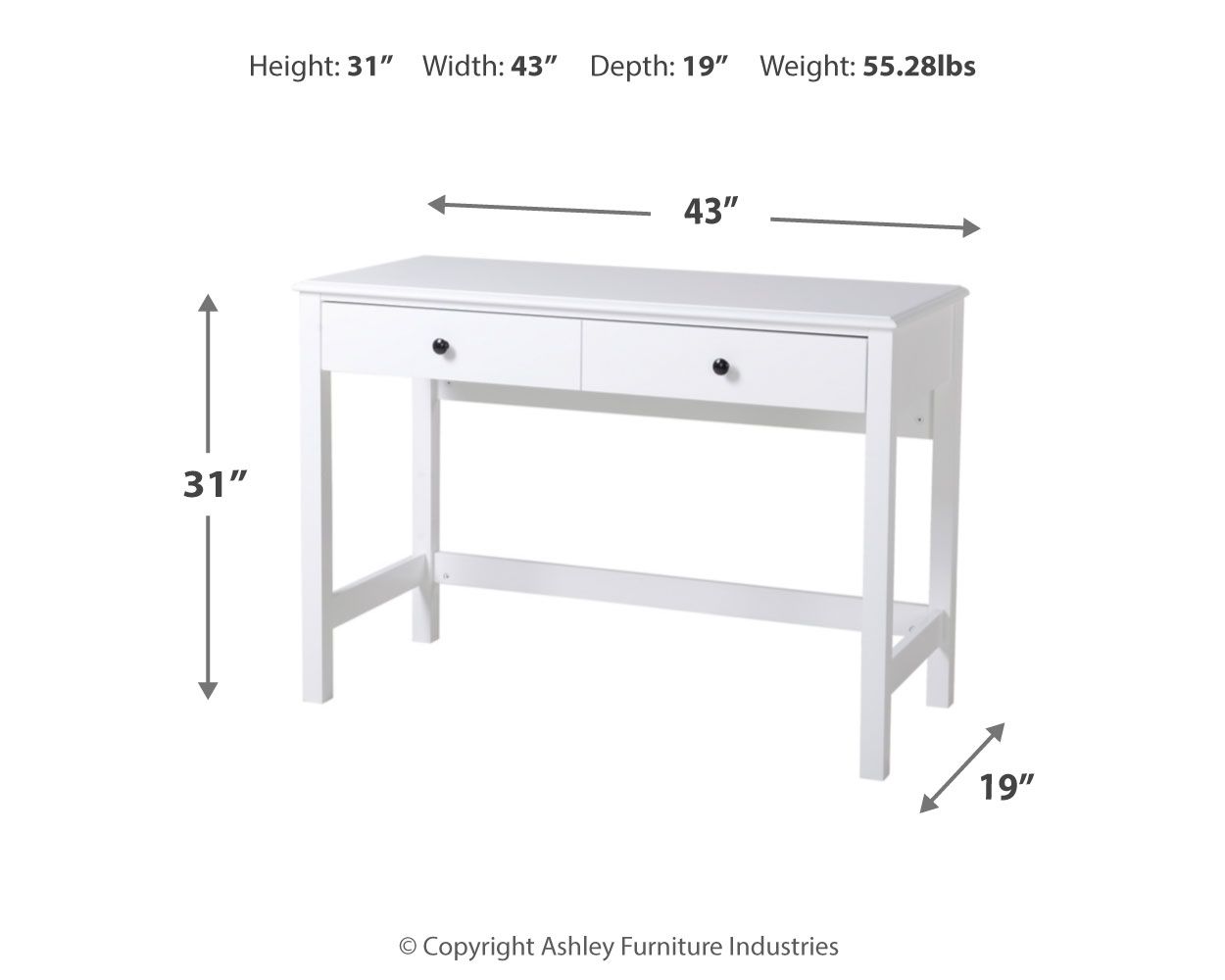 Ashley Furniture Othello - White - Home Office Small Desk | Meri Furniture