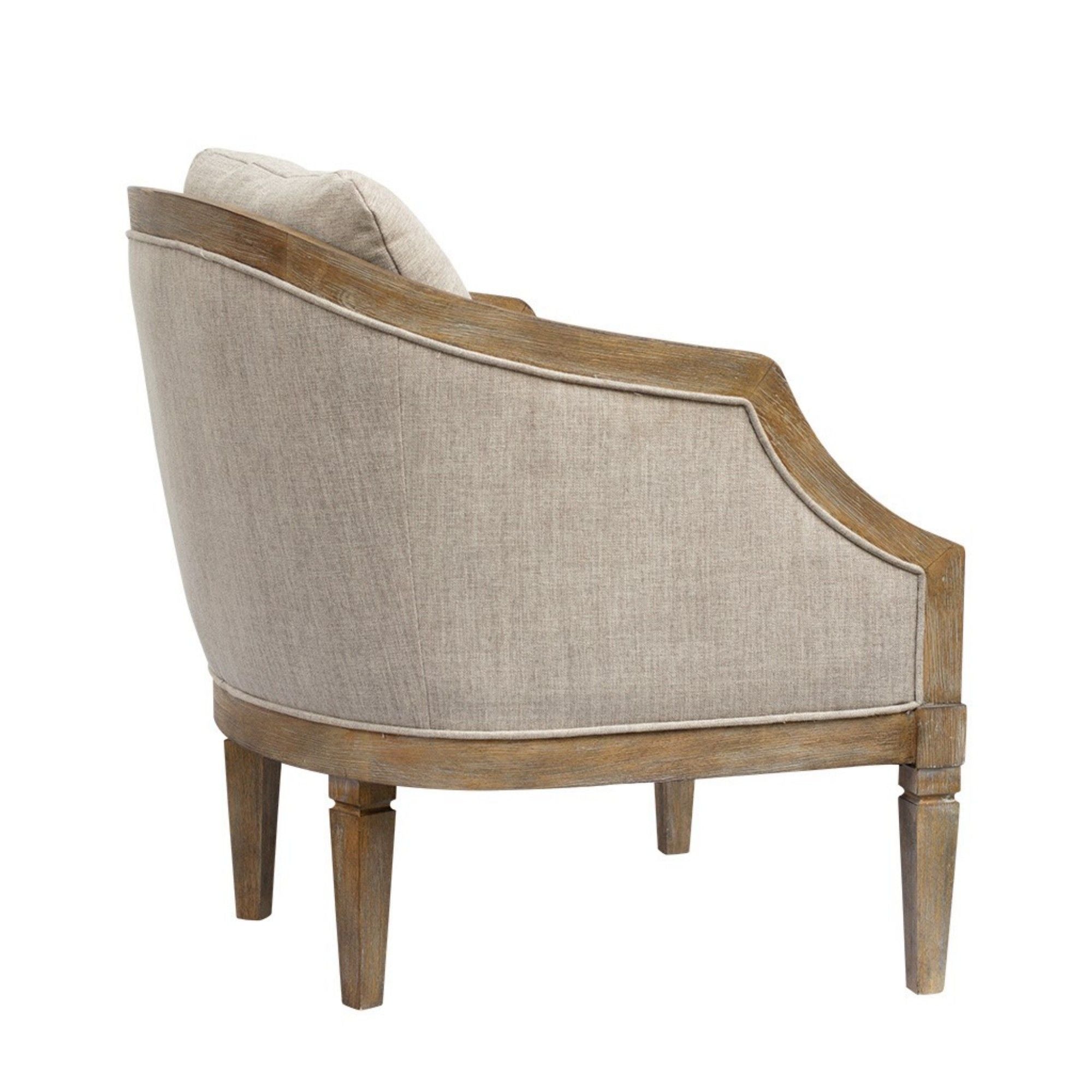 Classic Chair With Solid Wood Frame And Jacquard Upholstery - Beige