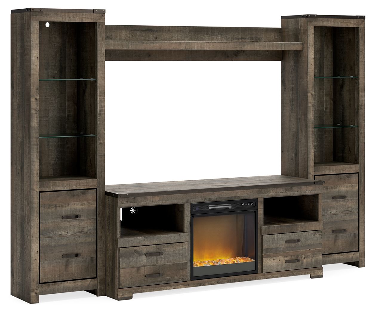 Signature Design by Ashley® Trinell - 4-Piece Entertainment Center With TV Stand And Fireplace Insert | Meri Furniture