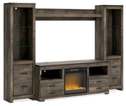 Signature Design by Ashley® Trinell - 4-Piece Entertainment Center With TV Stand And Fireplace Insert | Meri Furniture