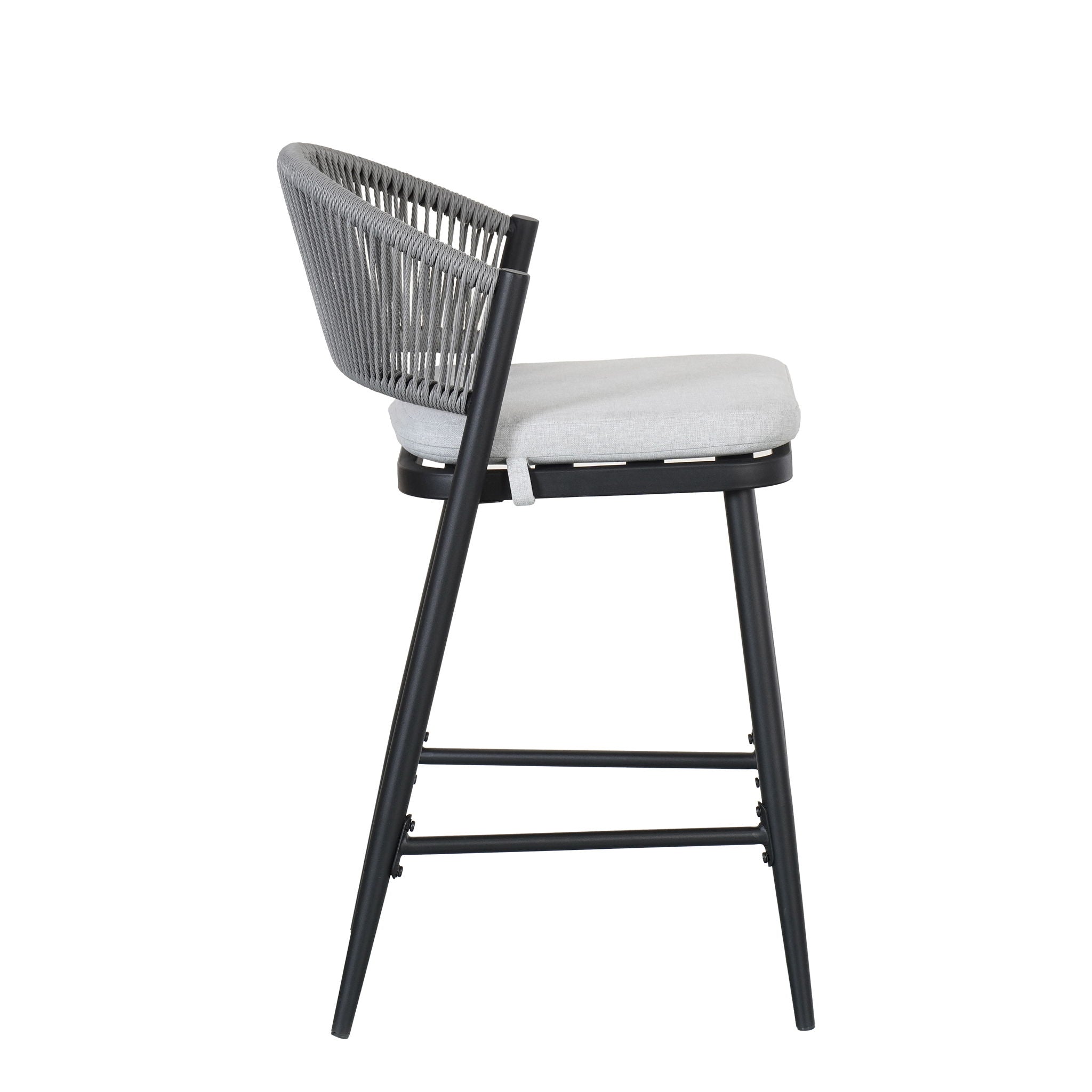 Outdoor 26" Counter Height Metal Frame Counter Stools With Scallop Shaped Backrest & Water Resistant Cushions