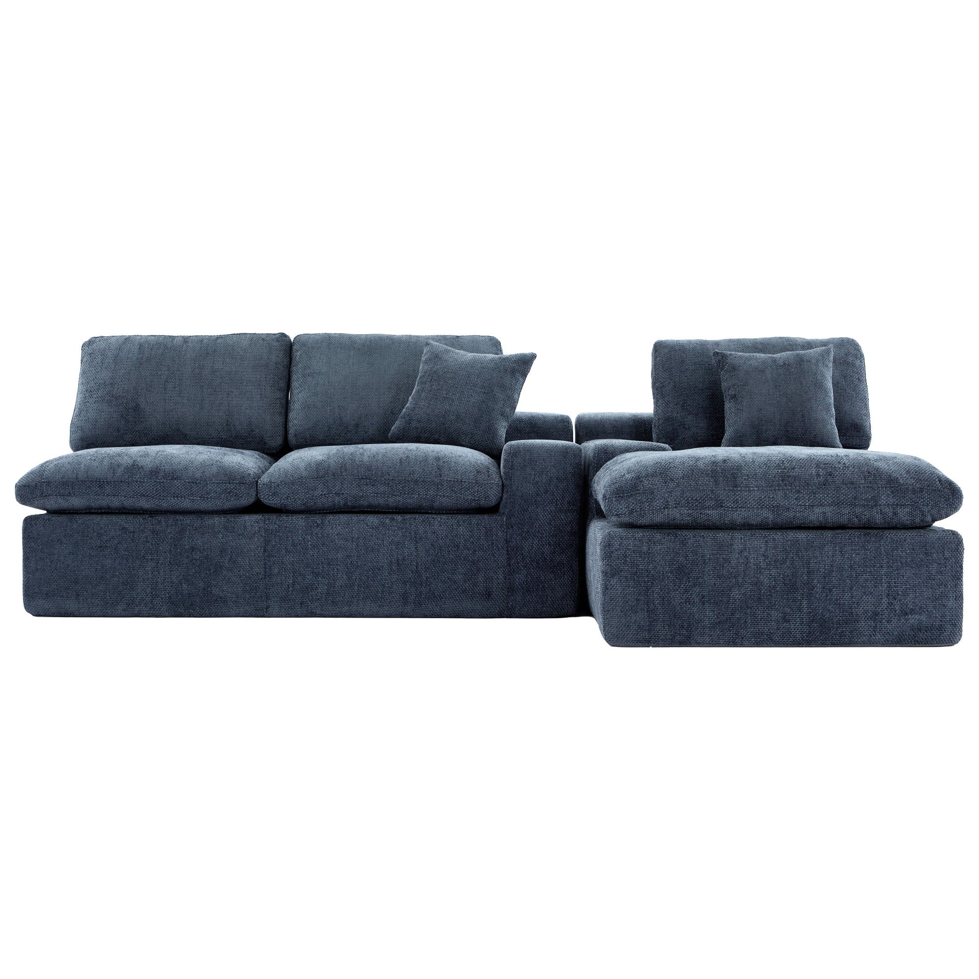 Cloud Sectional Sofa With Double Layer Cushion And Side Pockets, Free-Combined