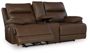 Signature Design by Ashley® Vonryan - Tobacco - Power Reclining Loveseat With Console / Adj Headrest | Meri Furniture