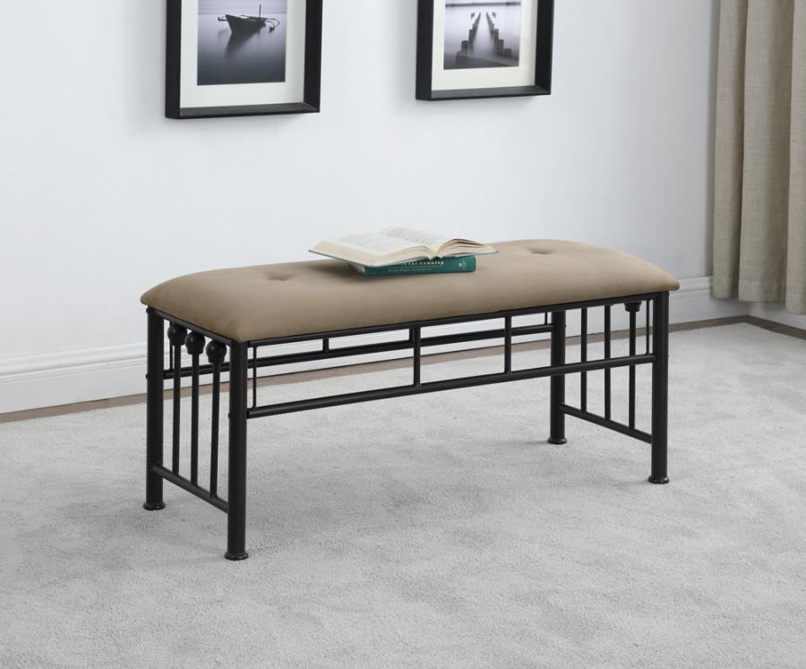 Coaster Fine Furniture Livingston - Microfiber Upholstered Bench - Brown And Bronze | Meri Furniture