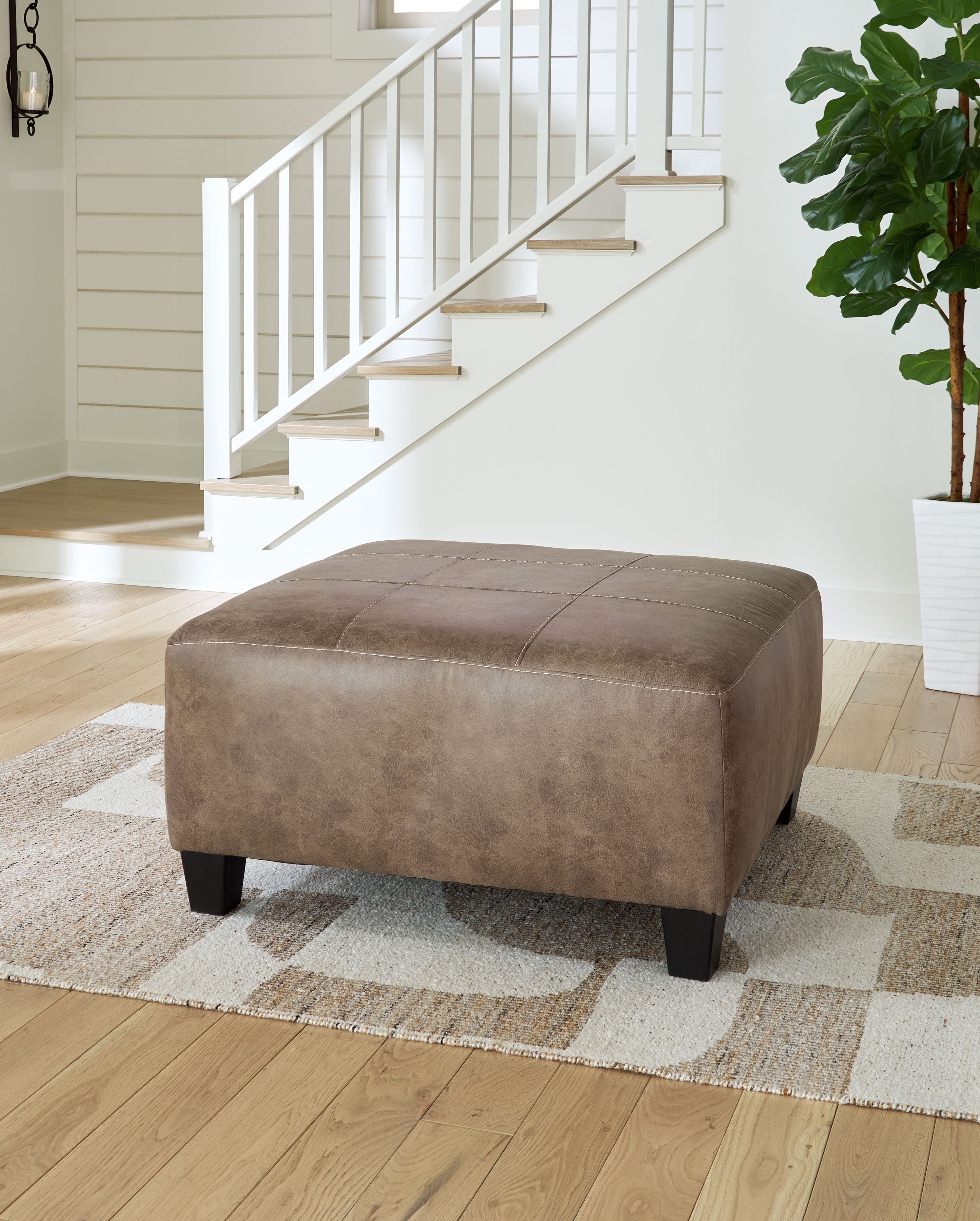 Signature Design by Ashley® Navi - Fossil - Oversized Accent Ottoman | Meri Furniture